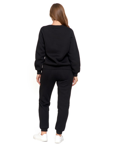 Bluzy - Damska bluza ocieplana z kieszeniami CZARNY - produkt 9